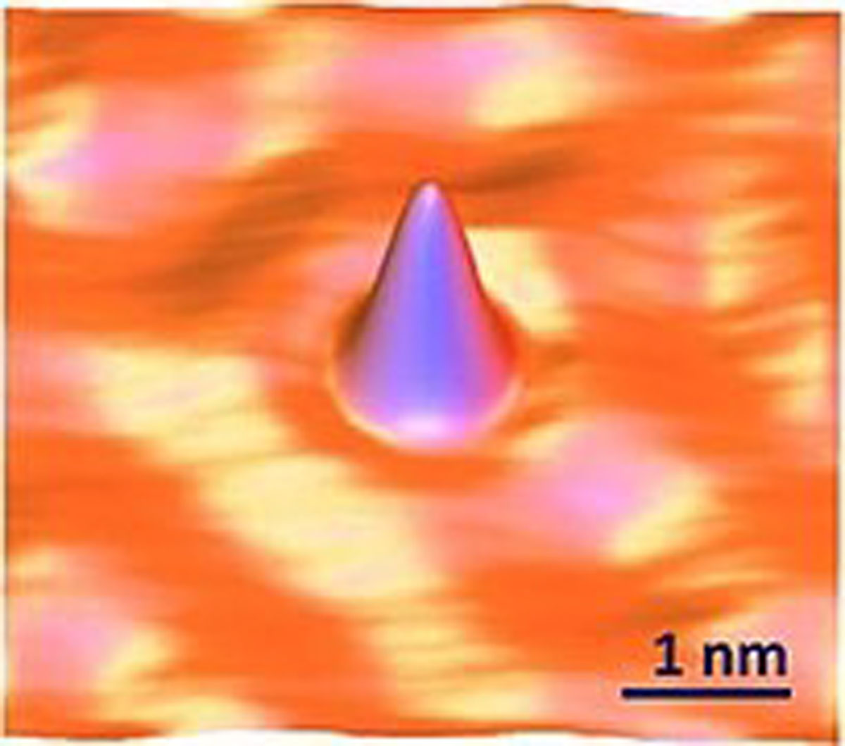 STM image of a single cobalt atom on a copper surface.